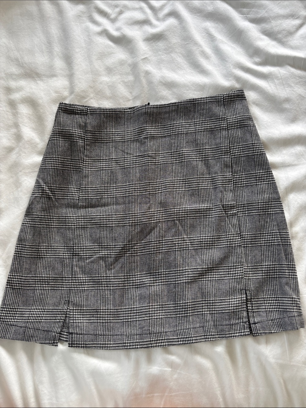 Plaid Mini Skirt in Black and White